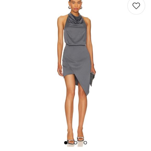 Revolve Elliatt Gray Halter Asymmetrical Dress - Picture 1 of 9